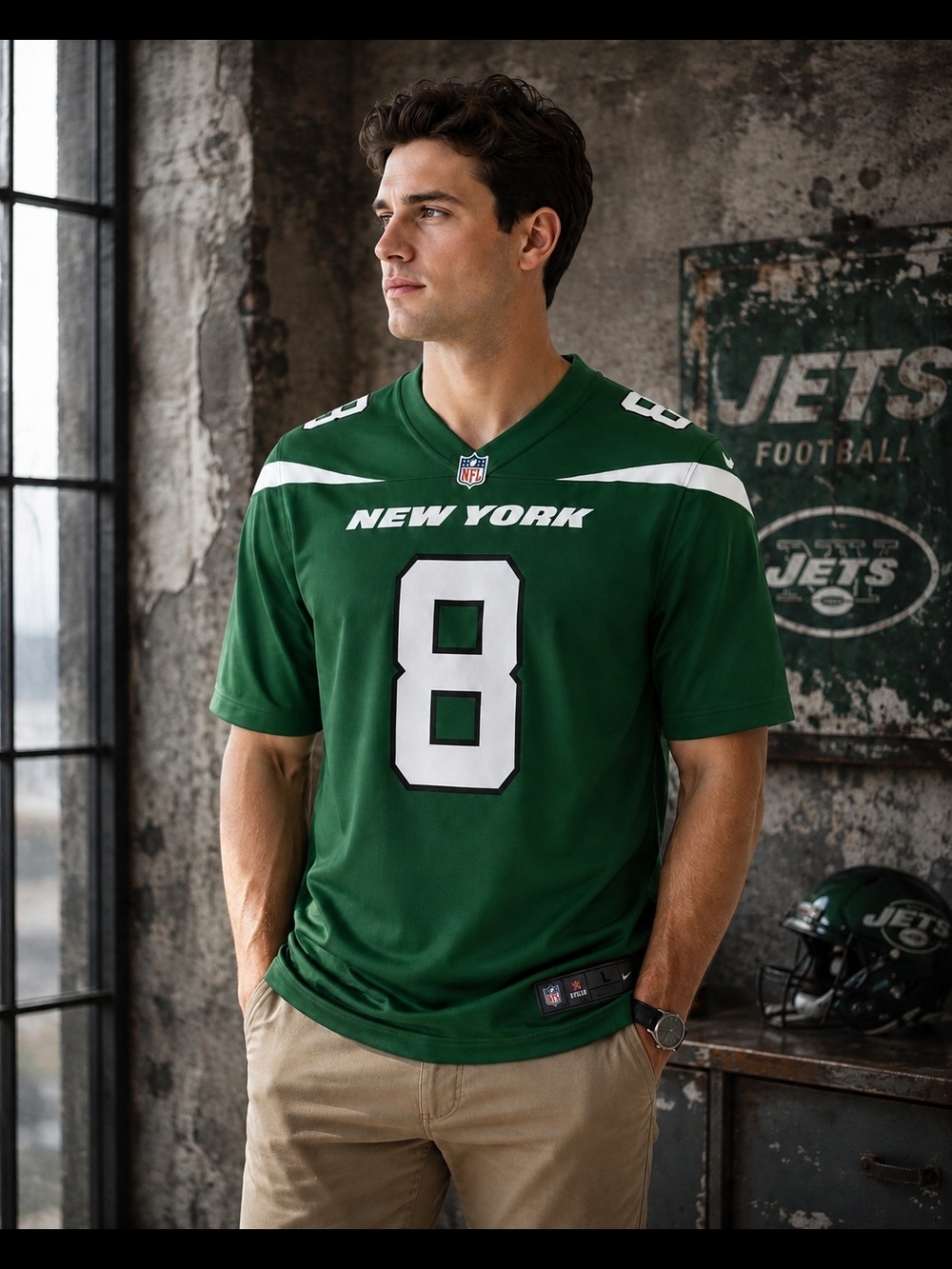 Aaron Rodgers #8 New York Jets Nike Game Jersey Men's S Green NWT NFL